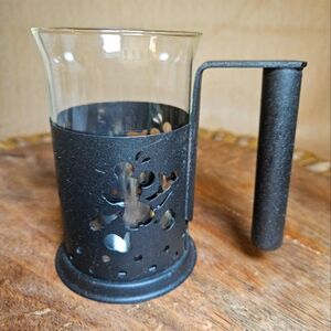 Disney Mickey Mouse Black Cup French Press metal and glass 12 Oz